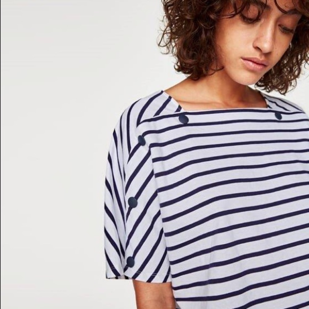 ZARA Snap Button Stripe Top